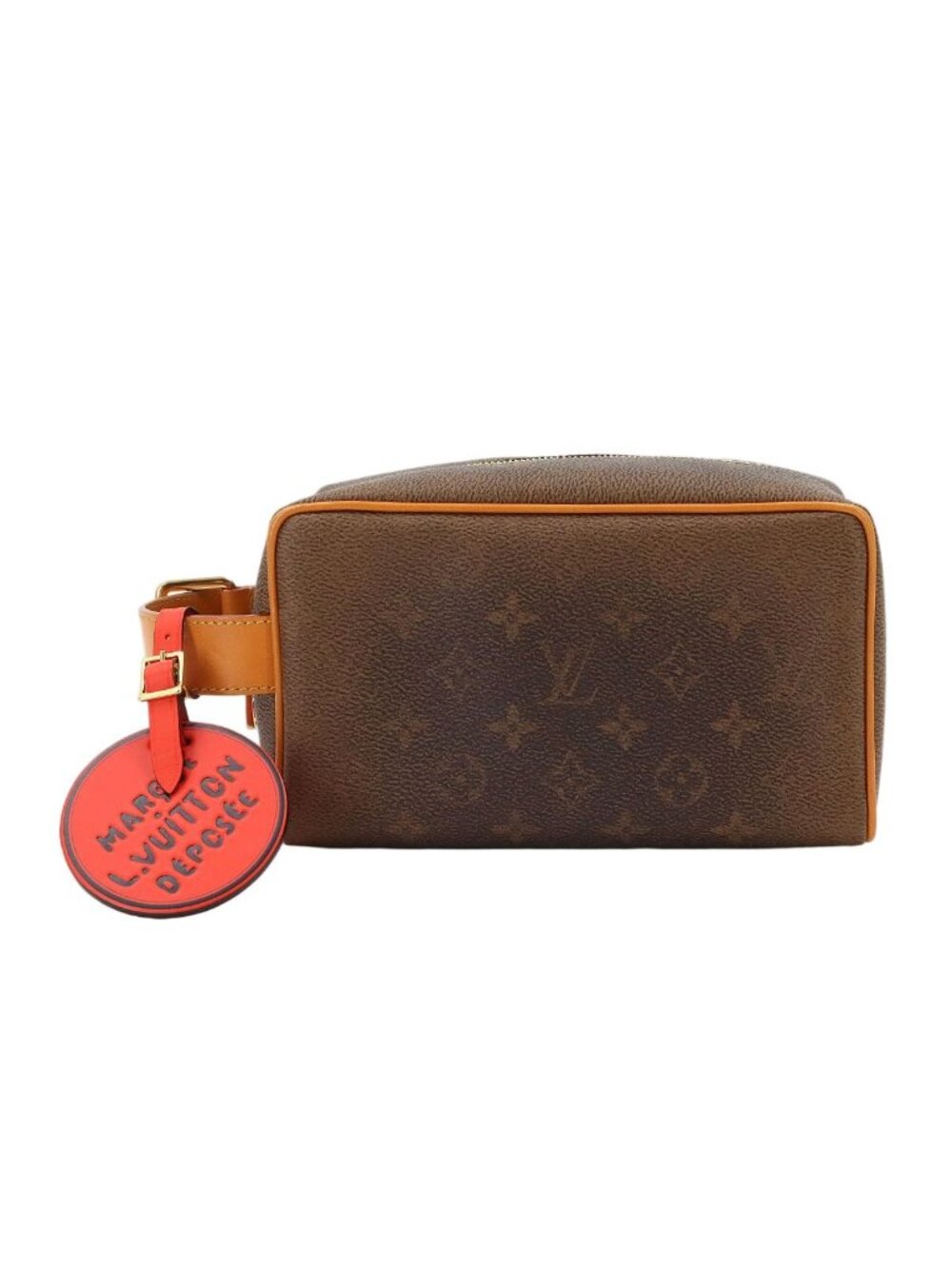 Louis Vuitton Monogram Locker Dopp Kit Hand Bag Brown